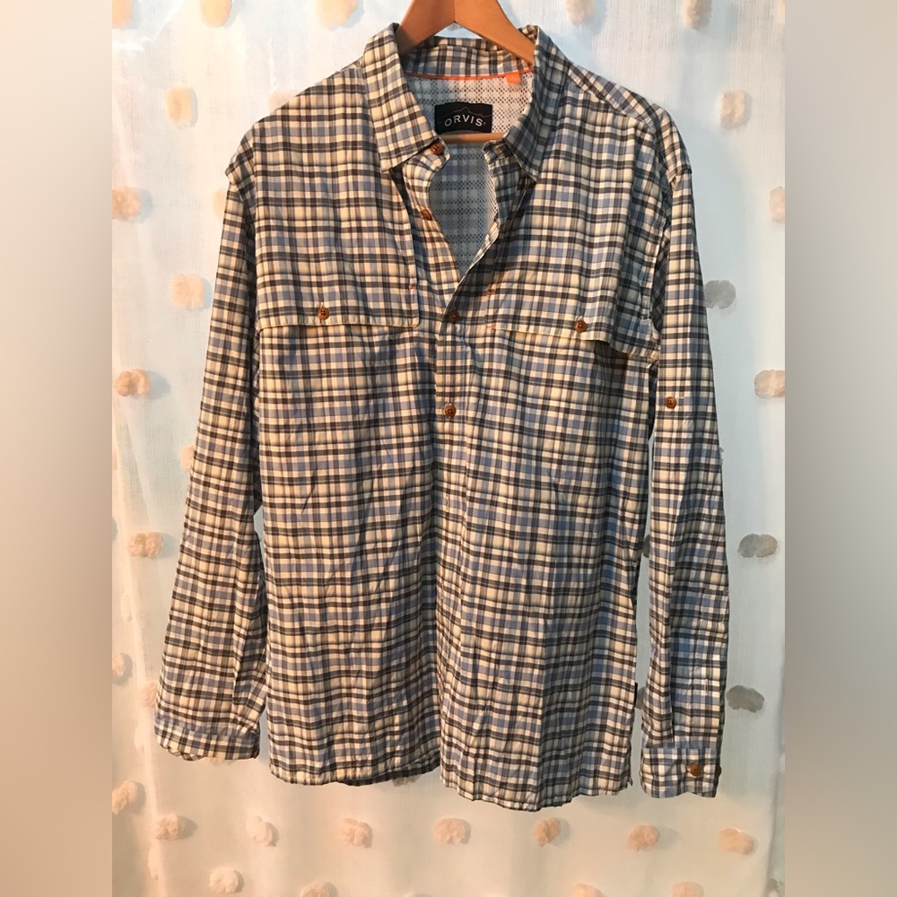 Mens Orvis trout bum button down sz L